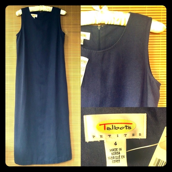 NWT. Talbots Petite Navy Linen Maxi Dress, size 4 - Picture 1 of 7